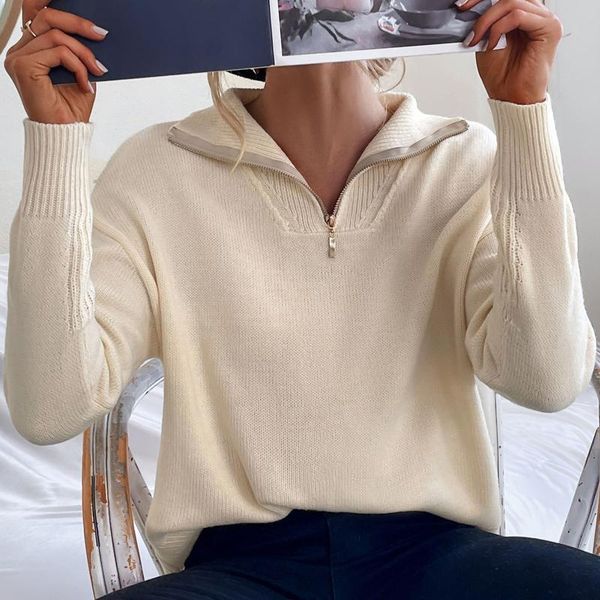 women's sweaters 2021 autumn oversized sweater women knitted pullover zipper long sleeve slim jumper soft winter warm femme, White;black
women's sweaters 2021 autumn oversized sweater women knitted pullover zipper long sleeve slim jumper soft winter warm femme, White;black