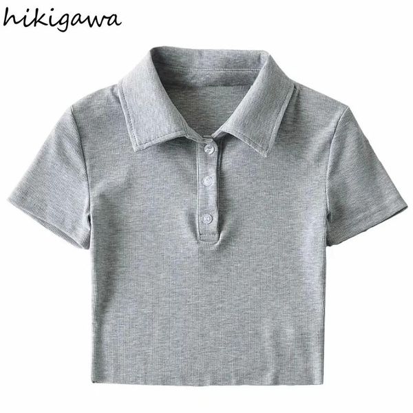 women's t-shirt hikigawa t-shirts three buttons turn down collar short sleeve tshirt summer 2021 slim high waist crop solid elegant, White
women's t-shirt hikigawa t-shirts three buttons turn down collar short sleeve tshirt summer 2021 slim high waist crop solid elegant, White