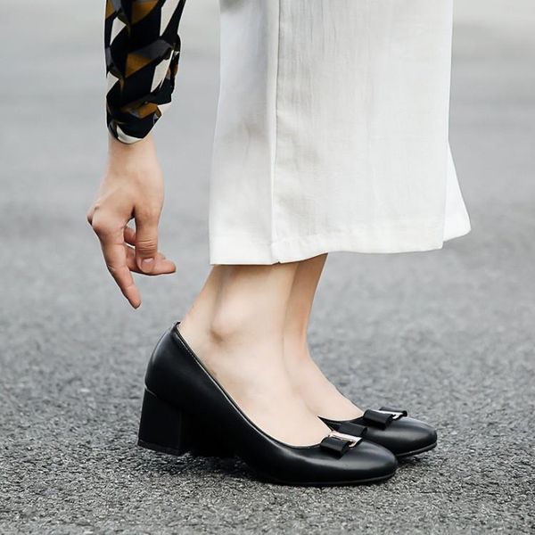 dress shoes plus size high heels sandals women woman summer ladies miller's middle heel, square button and checked, Black
