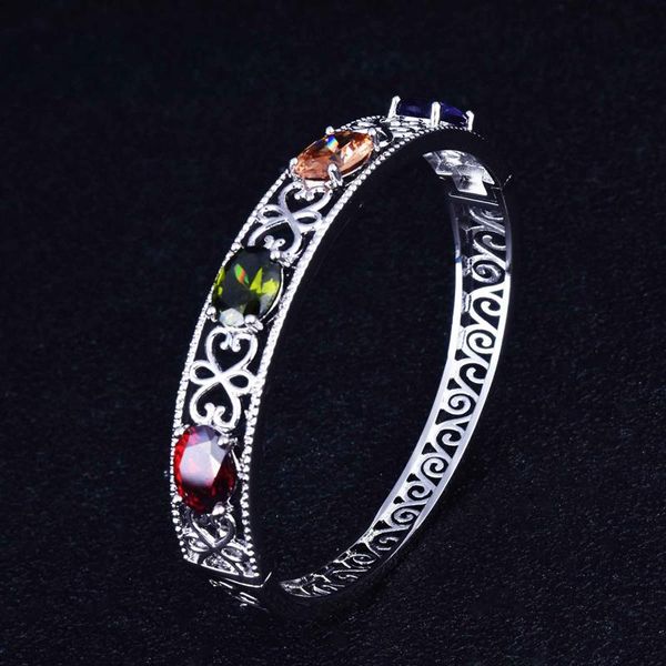 bangle bohemia vintage bracelet geometric pattern hollow design inlay oval colorful cubic zircon luxury silver jewelry for women gifts, Black
bangle bohemia vintage bracelet geometric pattern hollow design inlay oval colorful cubic zircon luxury silver jewelry for women gifts, Black