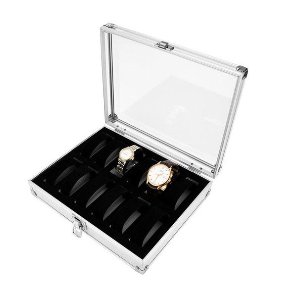 watch boxes & cases aluminum alloy display box large capacity storage organizer bracelet case, Black;blue
watch boxes & cases aluminum alloy display box large capacity storage organizer bracelet case, Black;blue