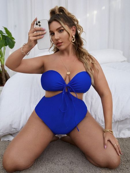 plus tie front bandeau one piece swimsuit p0cx#, Black
plus tie front bandeau one piece swimsuit p0cx#, Black