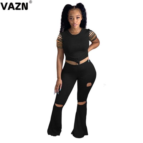 women's tracksuits vazn 2021 novelty hollow out sweet young solid short sleeve group long boot cut pants slim women 2 piece, Gray
women's tracksuits vazn 2021 novelty hollow out sweet young solid short sleeve group long boot cut pants slim women 2 piece, Gray