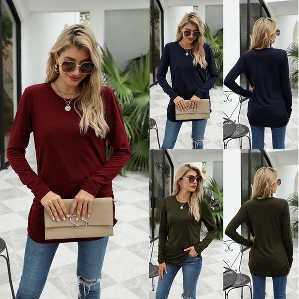 women's t-shirt two-sided drawstring pleated bottoming shirt autumn and winter solid t women casual tshirt, White
women's t-shirt two-sided drawstring pleated bottoming shirt autumn and winter solid t women casual tshirt, White