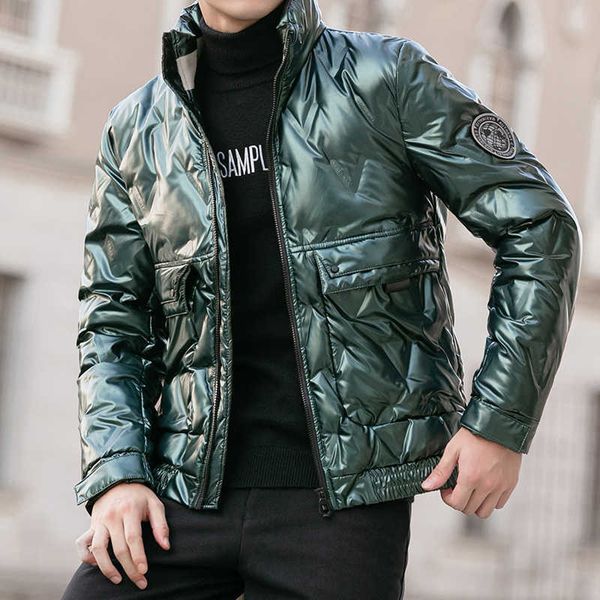 men's light white duck down cloak, warm jacket, shorts, bright face, new winter series 2020, Black 
men's light white duck down cloak, warm jacket, shorts, bright face, new winter series 2020, Black