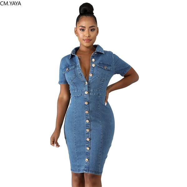 cm.yaya women short sleeve button up knee length pencil denim dress active wear vintage bodycon midi jeans dresses vestidos 210331, Black;gray
cm.yaya women short sleeve button up knee length pencil denim dress active wear vintage bodycon midi jeans dresses vestidos 210331, Black;gray