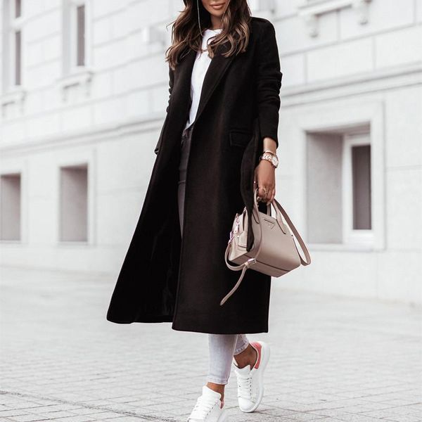 women's wool & blends faux women long coats trench double breasted sleeve lapel belted casual autumn winter jacket outerwear, Black
women's wool & blends faux women long coats trench double breasted sleeve lapel belted casual autumn winter jacket outerwear, Black