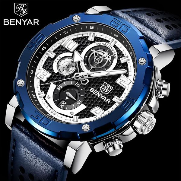 wristwatches 2021 men's watches benyar men quartz chronograph sports waterproof leather relogio masculino, Slivery;brown
wristwatches 2021 men's watches benyar men quartz chronograph sports waterproof leather relogio masculino, Slivery;brown
