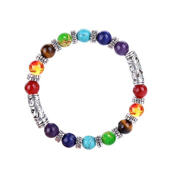 8mm round bead stone buddhist tibetan silver yoga seven pulse wheel bracelet fashion jewelry, Black
8mm round bead stone buddhist tibetan silver yoga seven pulse wheel bracelet fashion jewelry, Black