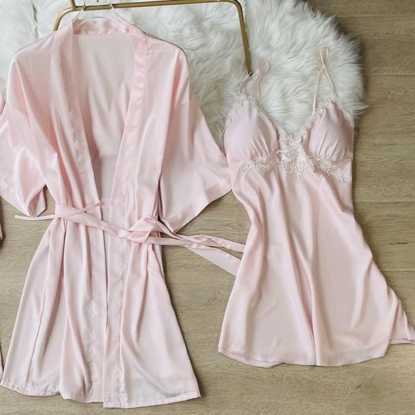 women's sleepwear satin intimate lingerie casual lace 2pcs robe set women nightwear kimono bathrobe gown pink home clothing, Black;red
women's sleepwear satin intimate lingerie casual lace 2pcs robe set women nightwear kimono bathrobe gown pink home clothing, Black;red