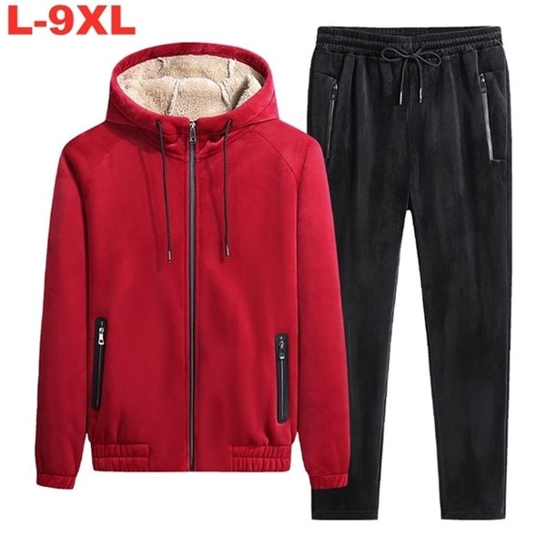 plus size 9xl 8xl 7xl men 2 piece sets fleece tracksuits winter thicken hoodie sweatpants set male zipper hooded sportswear suit 211123, Gray
plus size 9xl 8xl 7xl men 2 piece sets fleece tracksuits winter thicken hoodie sweatpants set male zipper hooded sportswear suit 211123, Gray