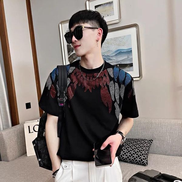men's t-shirts summer t-shirt men tees pure cotton round neck rhinestone black personality hip hop street short sleeve fashion casual, White;black
men's t-shirts summer t-shirt men tees pure cotton round neck rhinestone black personality hip hop street short sleeve fashion casual, White;black