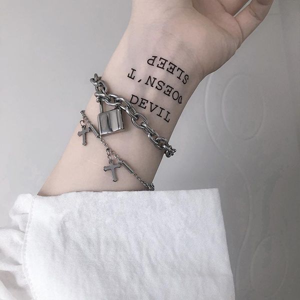 link, chain hz 2021 cool lock cross punk rock adjustable bracelet long alloy stainless metal line for women jewelry party, Black
link, chain hz 2021 cool lock cross punk rock adjustable bracelet long alloy stainless metal line for women jewelry party, Black