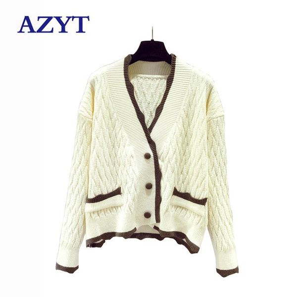 women's knits & tees azyt autumn v neck knitted cardigan women 2021 korean loose long sleeve sweater coat casual streetwear jacket, White
women's knits & tees azyt autumn v neck knitted cardigan women 2021 korean loose long sleeve sweater coat casual streetwear jacket, White