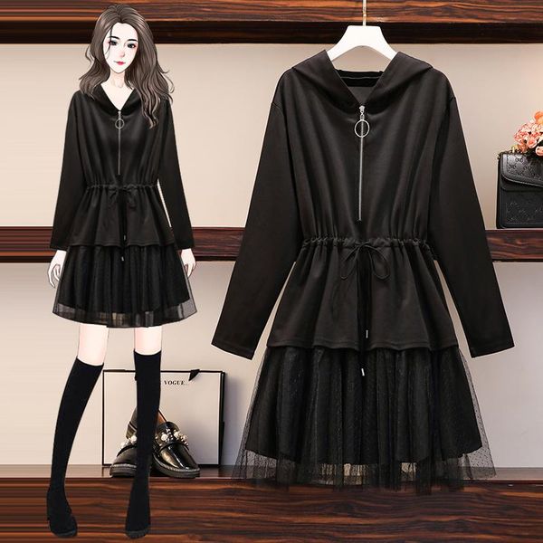 casual dresses ehqaxin 2021 autumn plus size ladies hooded dress black loose mesh stitching lace-up ring zipper a-shaped l-5xl, Black;gray
casual dresses ehqaxin 2021 autumn plus size ladies hooded dress black loose mesh stitching lace-up ring zipper a-shaped l-5xl, Black;gray