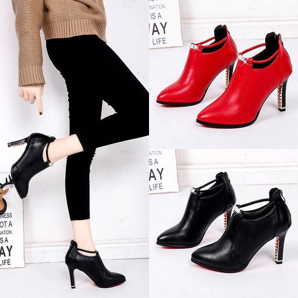 boots women shoes winter fashion pointed toe 9cm thin high heel ankle solid back zipper lady female booties, Black
boots women shoes winter fashion pointed toe 9cm thin high heel ankle solid back zipper lady female booties, Black