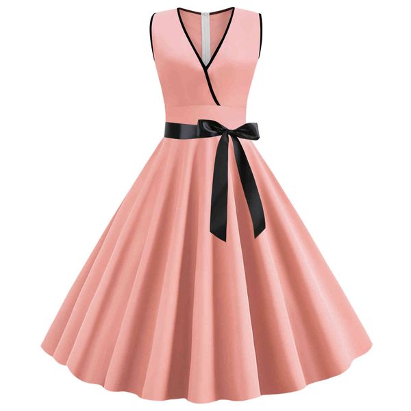 fashion dress 2021 summer women's sleeveless hepburn, Black;pink 
fashion dress 2021 summer women's sleeveless hepburn, Black;pink