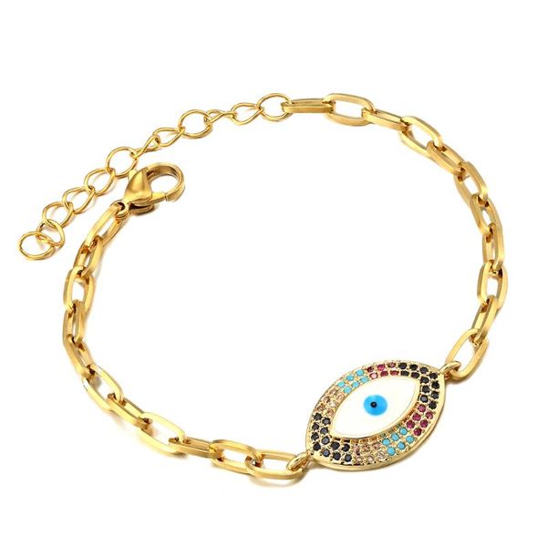 link, chain 2021 classic luxury stainless steel bracelet ladies pave cz evil eye women handmade adjustable bracelets jewelry gift, Black
link, chain 2021 classic luxury stainless steel bracelet ladies pave cz evil eye women handmade adjustable bracelets jewelry gift, Black