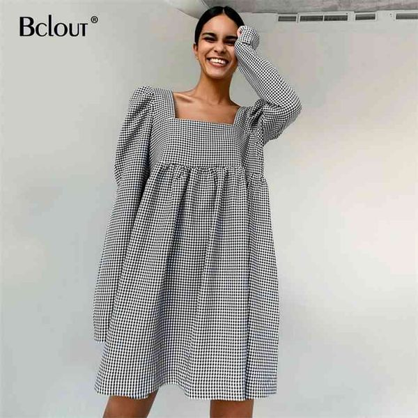 bclout black white plaid dress vintage puff sleeve mini dress woman autumn square collar casual lady vestido zipper 210915, Black;gray
bclout black white plaid dress vintage puff sleeve mini dress woman autumn square collar casual lady vestido zipper 210915, Black;gray