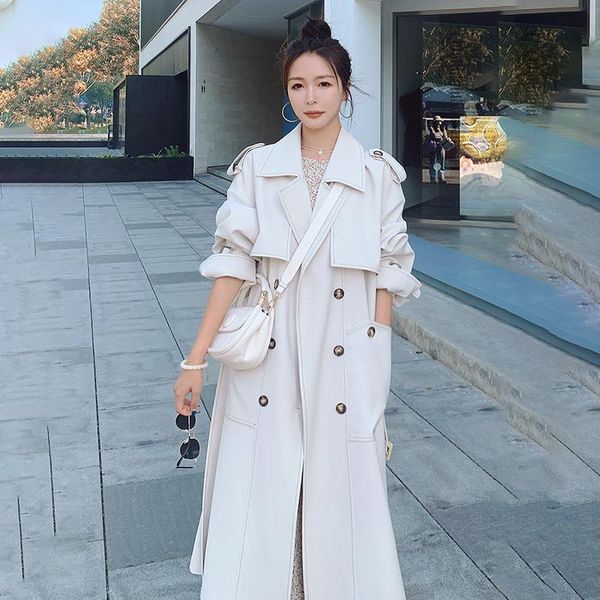 women's trench coats white windbreaker long spring autumn korean loose coat female temperament ladies cloak lapel jacket, Tan;black
women's trench coats white windbreaker long spring autumn korean loose coat female temperament ladies cloak lapel jacket, Tan;black