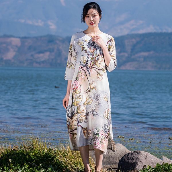 2021 autumn womens floral blouses elegant chinese dress qipao shirt vestidos casual cotton linen long female tunic 12098, Red
2021 autumn womens floral blouses elegant chinese dress qipao shirt vestidos casual cotton linen long female tunic 12098, Red