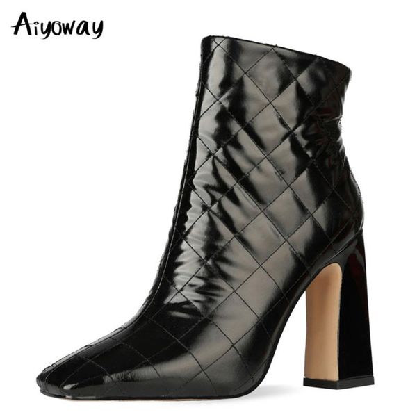 boots aiyoway autumn winter women pu leather square toe short fashion high heel zipper checkered black party wedding shoes
boots aiyoway autumn winter women pu leather square toe short fashion high heel zipper checkered black party wedding shoes