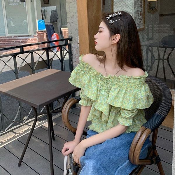 women's blouses & shirts #4060 green purple chiffon short blouse women slash neck spliced ruffles club summer slim womens sleeved, White
women's blouses & shirts #4060 green purple chiffon short blouse women slash neck spliced ruffles club summer slim womens sleeved, White