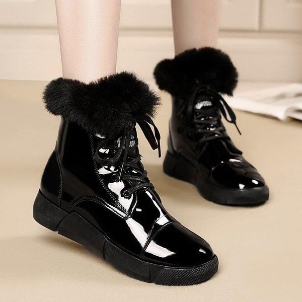 boots rimocy black patent leather ankle for women winter thicken warm faux fur snow woman soft low heel platform booties
boots rimocy black patent leather ankle for women winter thicken warm faux fur snow woman soft low heel platform booties