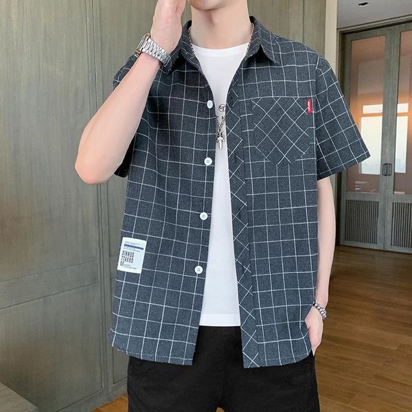men's casual shirts 2021 plaid short sleeve shirt summer fashion brand loose 5 / inch coat, White;black
men's casual shirts 2021 plaid short sleeve shirt summer fashion brand loose 5 / inch coat, White;black