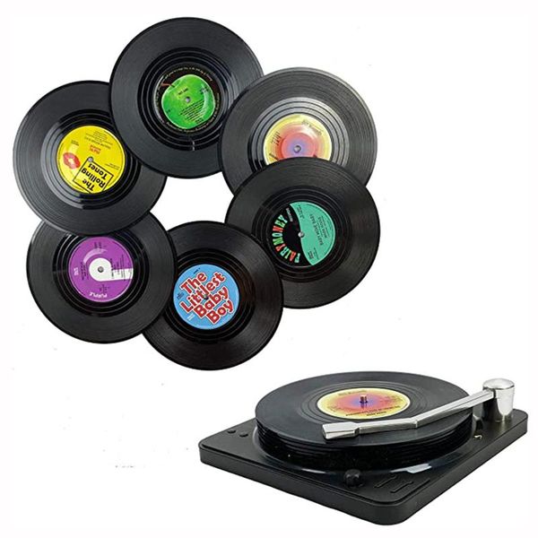 mats & pads 6pcs disk coasters with record player holder creative koffie mok cup onderzetters hitteendig antislip
mats & pads 6pcs disk coasters with record player holder creative koffie mok cup onderzetters hitteendig antislip