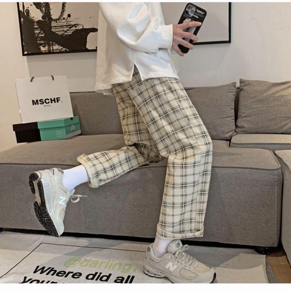 men's pants plaid streetwear men japanese fashion straight cut checkered for baggy cargo, Black
men's pants plaid streetwear men japanese fashion straight cut checkered for baggy cargo, Black