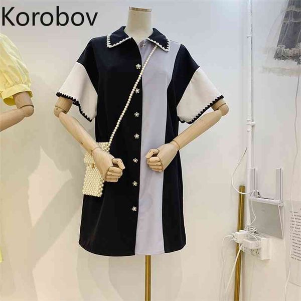 korobov vintage short sleeve women dress korean single breasted hit color patchwork female dresses new chic vestidos 210430, Black;gray
korobov vintage short sleeve women dress korean single breasted hit color patchwork female dresses new chic vestidos 210430, Black;gray