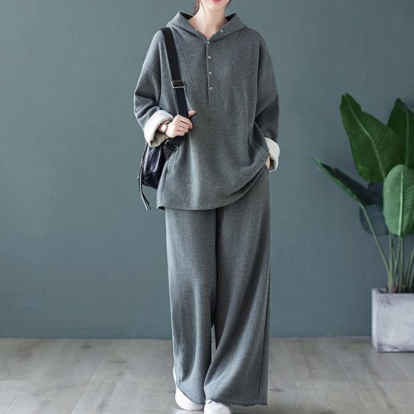 plus size two piece set suit hoodies women autumn winter cotton knitted hooded loose long pants 2 piece set 2pcs, Gray
plus size two piece set suit hoodies women autumn winter cotton knitted hooded loose long pants 2 piece set 2pcs, Gray