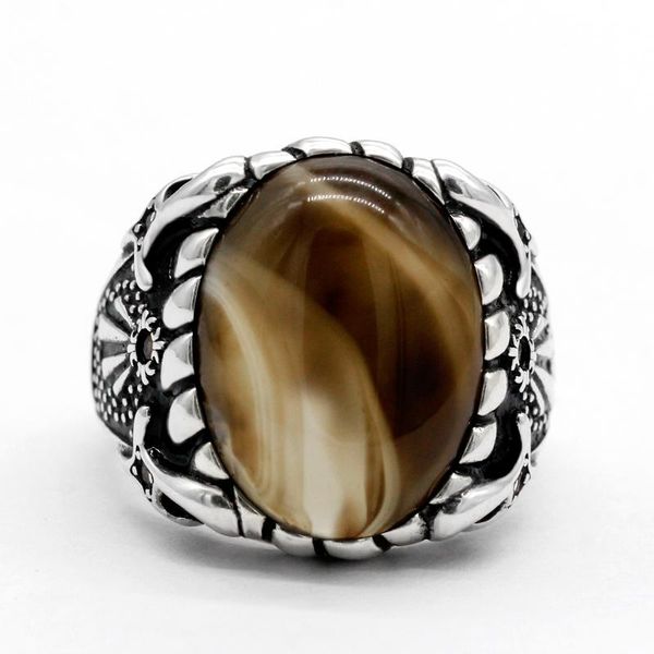 cluster rings turkish ring solid 925 sterling silver male natural agate stone retro fashion trend boutique jewelry gift for husband, Golden;silver
cluster rings turkish ring solid 925 sterling silver male natural agate stone retro fashion trend boutique jewelry gift for husband, Golden;silver