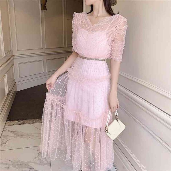 arrival dot printted pink mesh dresses for women khaki/light purple v-neck ruched patchwork long party dress female 210602, White
arrival dot printted pink mesh dresses for women khaki/light purple v-neck ruched patchwork long party dress female 210602, White