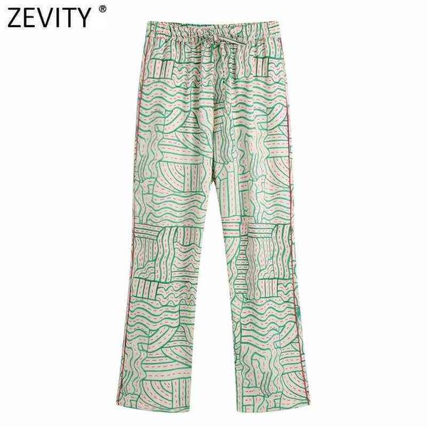 zevity women vintage geometric print flare pants pantalones mujer female chic elastic waist lace up casual long trousers p1166 211124, Black;white
zevity women vintage geometric print flare pants pantalones mujer female chic elastic waist lace up casual long trousers p1166 211124, Black;white