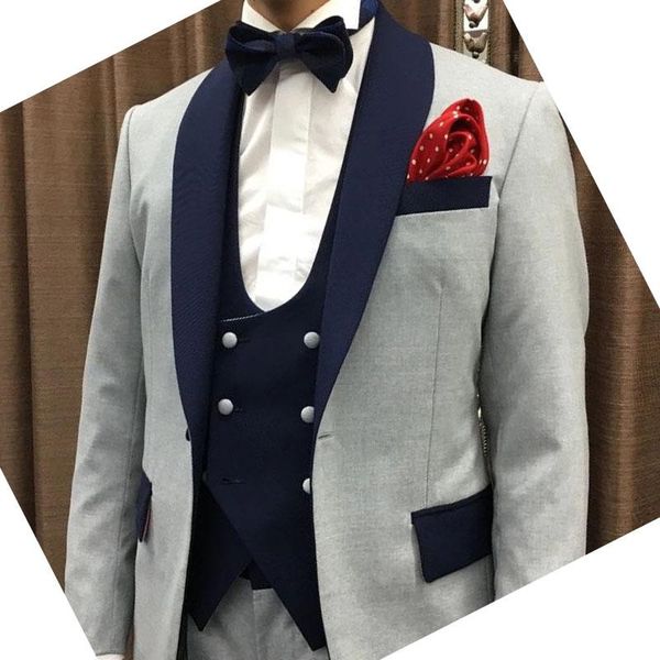 men's suits & blazers gray wedding tuxedos for groom 3 piece custom slimming men set jacket navy vest with pants man fashion clothes, White;black
men's suits & blazers gray wedding tuxedos for groom 3 piece custom slimming men set jacket navy vest with pants man fashion clothes, White;black