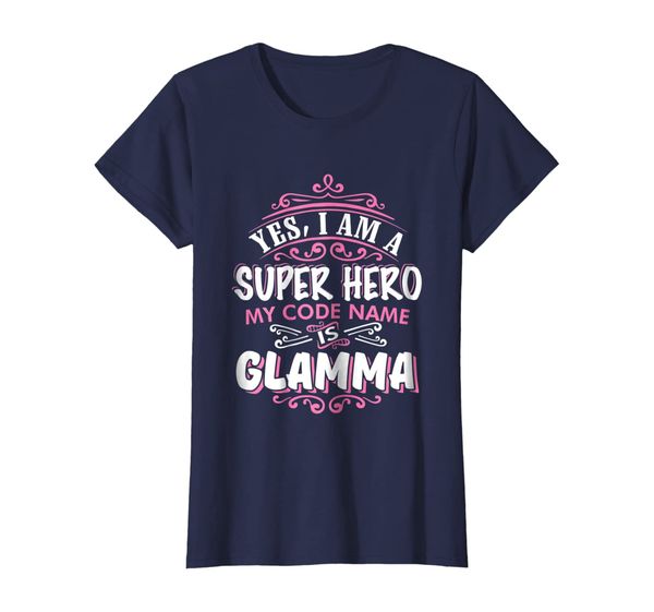 womens yes i am a super hero, my code name is glamma t shirt, White;black