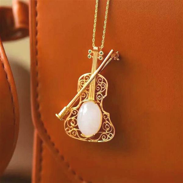 natural hetian jade violin pendant necklace 925 silver fashion jewelry chalcedony amulet gifts for women
natural hetian jade violin pendant necklace 925 silver fashion jewelry chalcedony amulet gifts for women