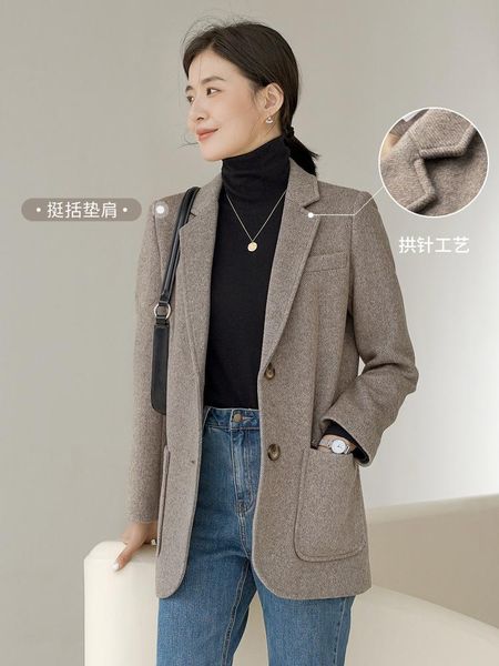 women's wool & blends woolen thickened suit coat korean 2021 autumn and winter temperament small short, Black
women's wool & blends woolen thickened suit coat korean 2021 autumn and winter temperament small short, Black