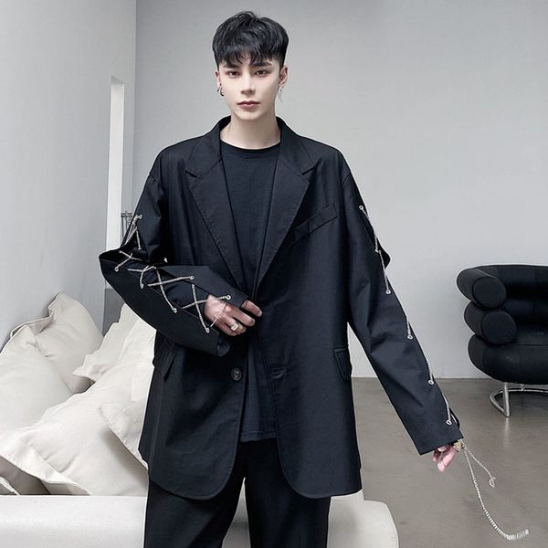 men's suits & blazers men chain streetwear vintage fashion casual jacket male punk gothic loose coat outerwear stage clothing kqlj, White;black
men's suits & blazers men chain streetwear vintage fashion casual jacket male punk gothic loose coat outerwear stage clothing kqlj, White;black