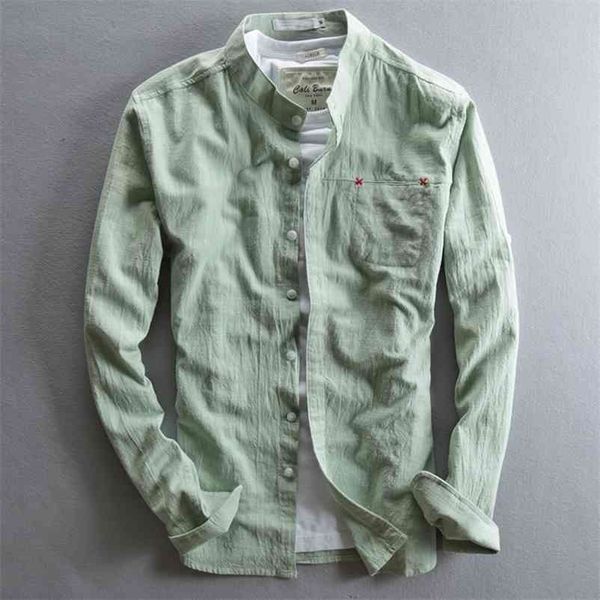 men's spring japan style harajuku linen cotton stand collar long sleeve slim fit solid color male casual classical shirt cloth 210708, White;black
men's spring japan style harajuku linen cotton stand collar long sleeve slim fit solid color male casual classical shirt cloth 210708, White;black