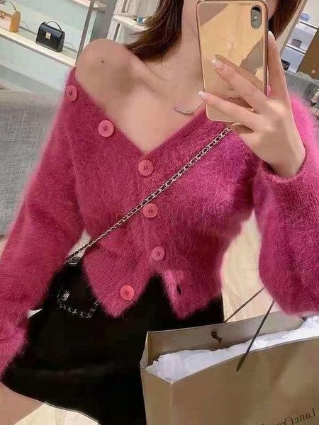 women's knits & tees mink knitted cardigan for women fall and winter outer wear young., White
women's knits & tees mink knitted cardigan for women fall and winter outer wear young., White