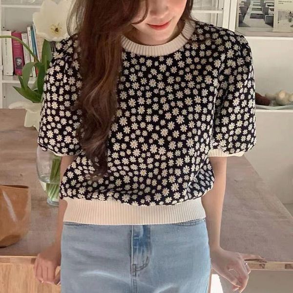 women's t-shirt woherb 2021 spring summer o-neck thin knitted sweater women floral tee shirt loose casual korean chic puff sleeve sweet, White
women's t-shirt woherb 2021 spring summer o-neck thin knitted sweater women floral tee shirt loose casual korean chic puff sleeve sweet, White