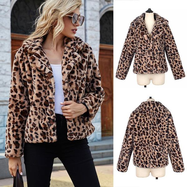 women's fur & faux fashion autumn winter plush coat leopard print suit collar long-sleeve casual jacket female 2021, Black
women's fur & faux fashion autumn winter plush coat leopard print suit collar long-sleeve casual jacket female 2021, Black