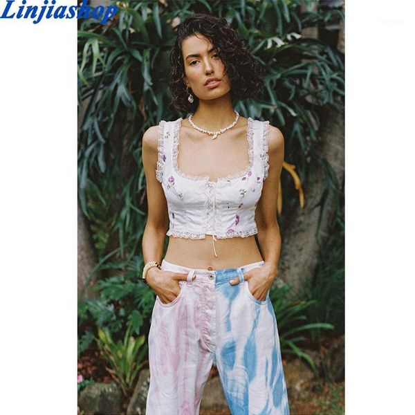 women's tanks & camis romantic floral print crop women square neck sleeveless lace trims tank front drawstring bandage summer, White
women's tanks & camis romantic floral print crop women square neck sleeveless lace trims tank front drawstring bandage summer, White