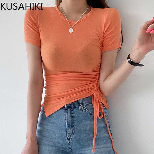 korea chic summer elegant woman t shirt bow tie drawstring slim irregular graphic tees short sleeve 6g756 210603, White
korea chic summer elegant woman t shirt bow tie drawstring slim irregular graphic tees short sleeve 6g756 210603, White