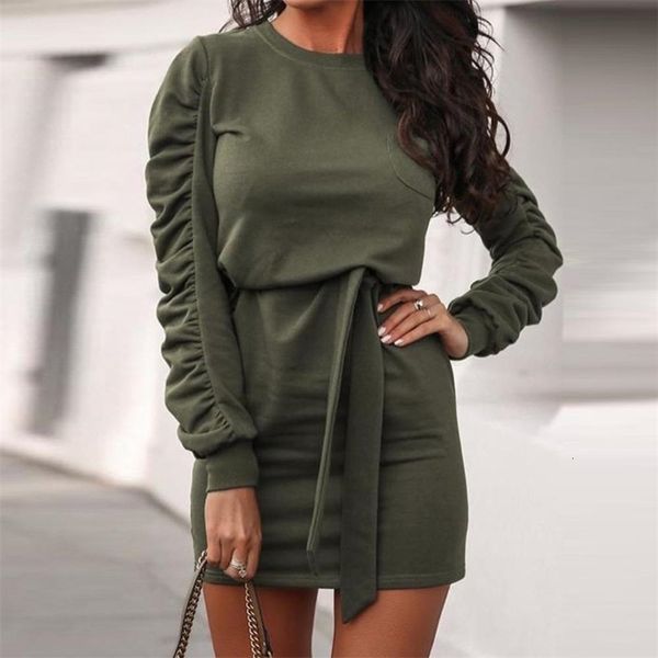 casual dresses autumn long sleeve pleated winter solid women round neck sashes female bandage mini enf4, Black;gray
casual dresses autumn long sleeve pleated winter solid women round neck sashes female bandage mini enf4, Black;gray