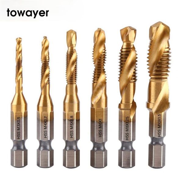 6pcs woodworking tools titanium plated hex shank drill bits hss screw thread metric tap wrench machine compound hand
6pcs woodworking tools titanium plated hex shank drill bits hss screw thread metric tap wrench machine compound hand