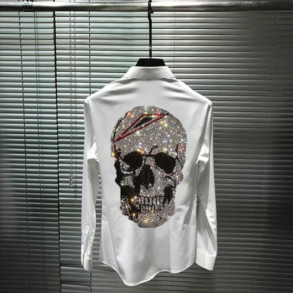 hip-hop hair stylist slim men's shirt super shiny personality skull unique drill street brand casual long sleeves shirts, White;black
hip-hop hair stylist slim men's shirt super shiny personality skull unique drill street brand casual long sleeves shirts, White;black
